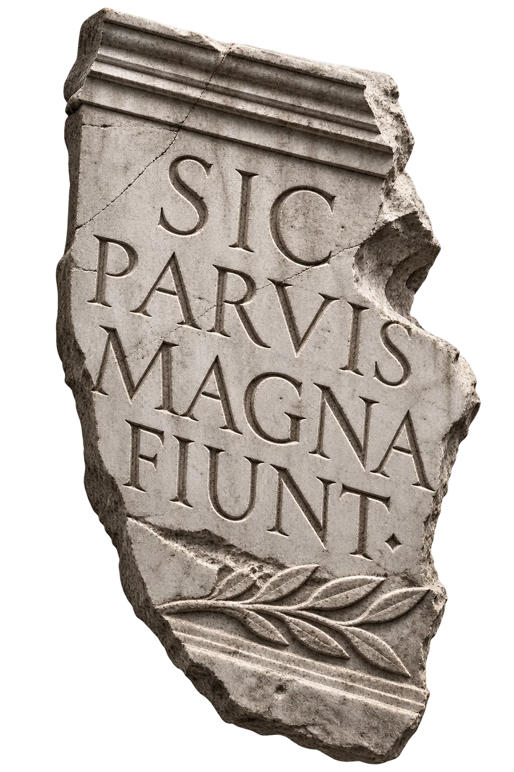 Каменная плита с латинской надписью SIC PARVIS MAGNA FIVNT